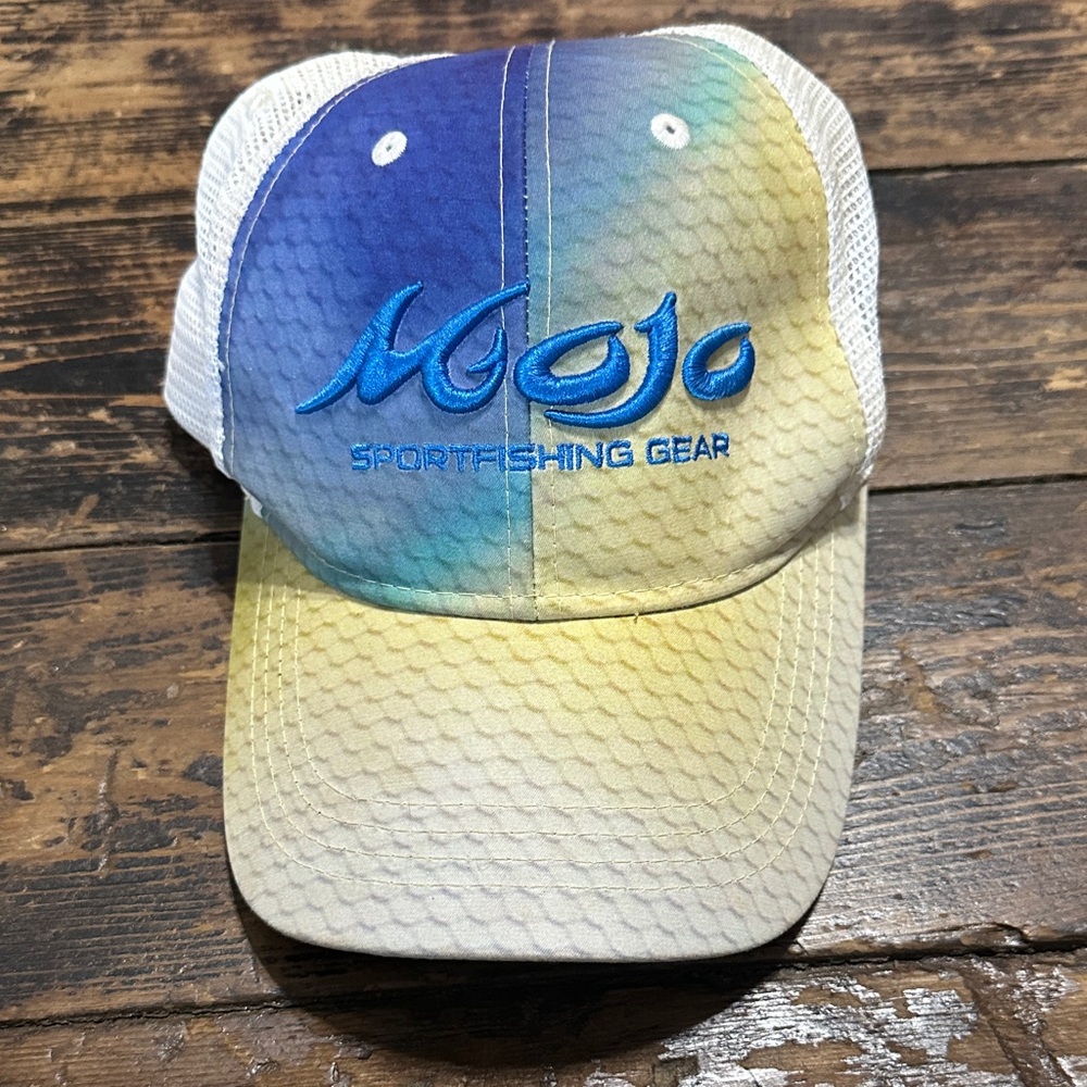 Mojo Sportfishing Gear Gradient Blue & Yellow Mesh Trucker Hat